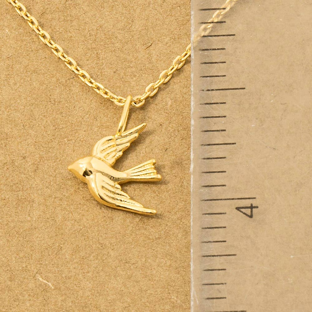 Gold Dipped Flying Bird Pendant Necklace