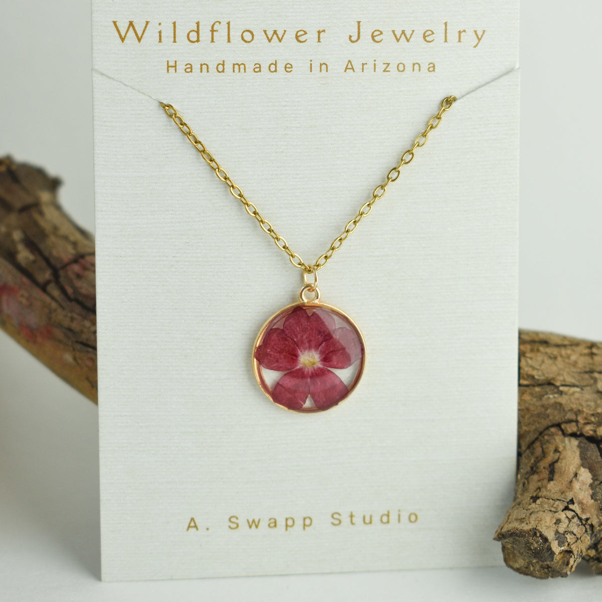 Handmade Pressed Flower Necklaces, Medium Circle Pendant