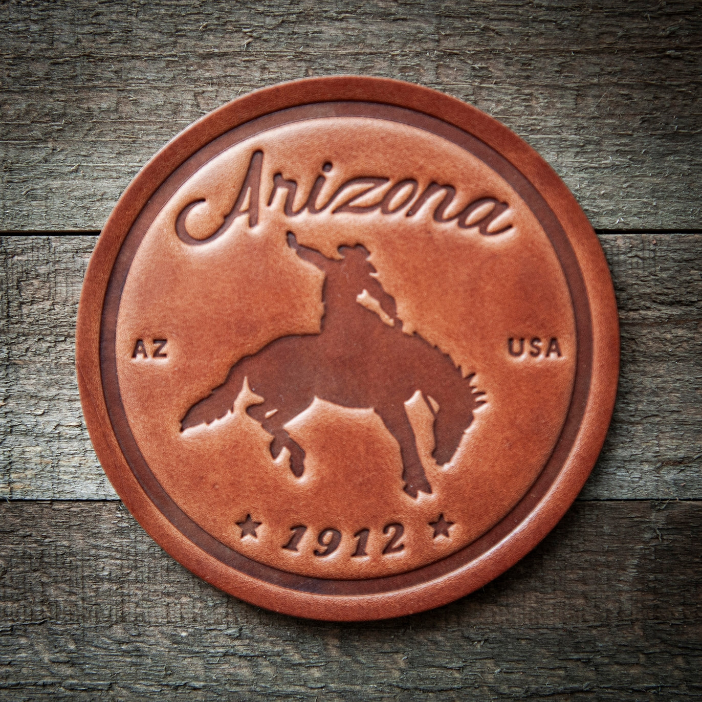 Arizona Bronco Leather Coaster