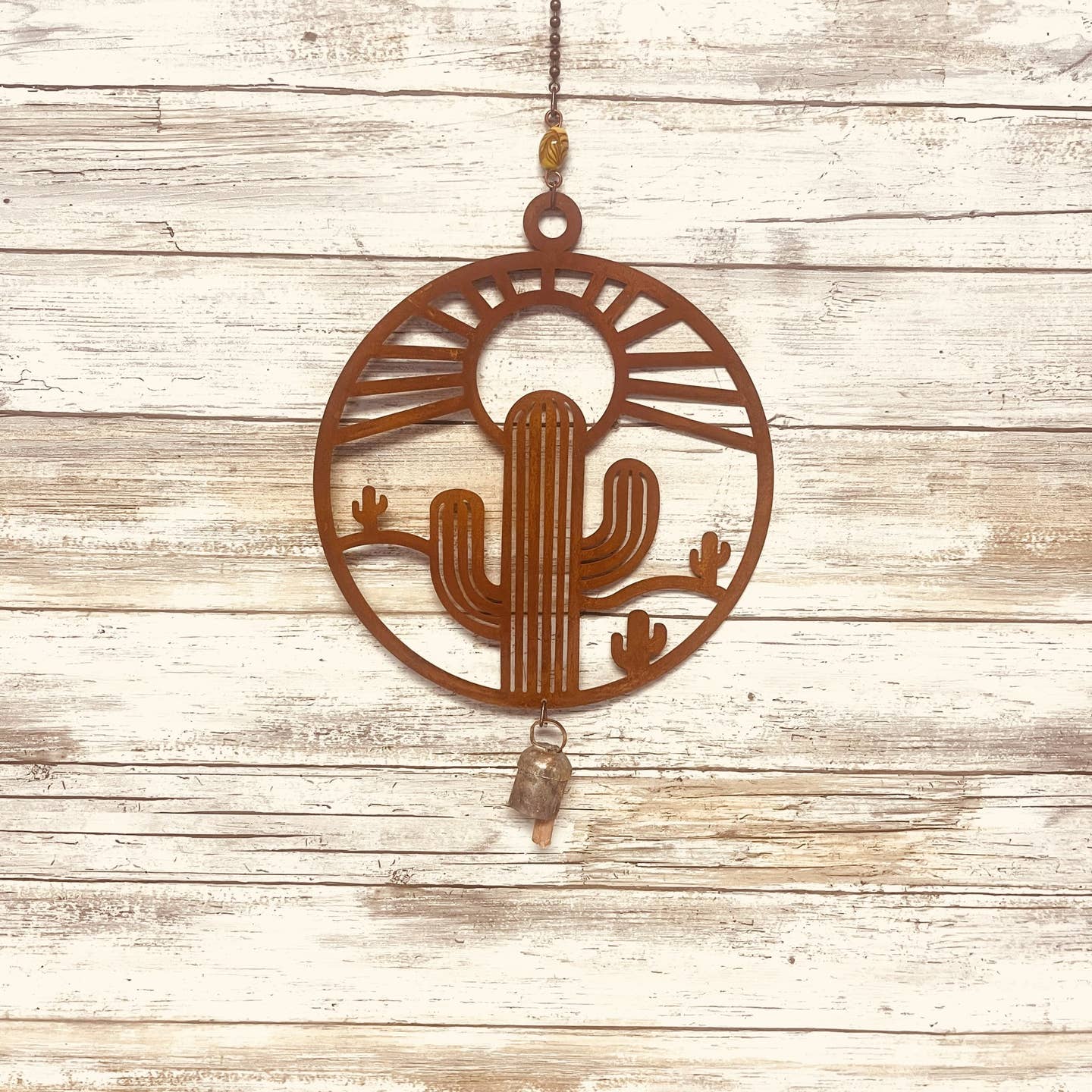 Southwest Saguaro Cactus Sunburst Landscape - Desert Garden Chime