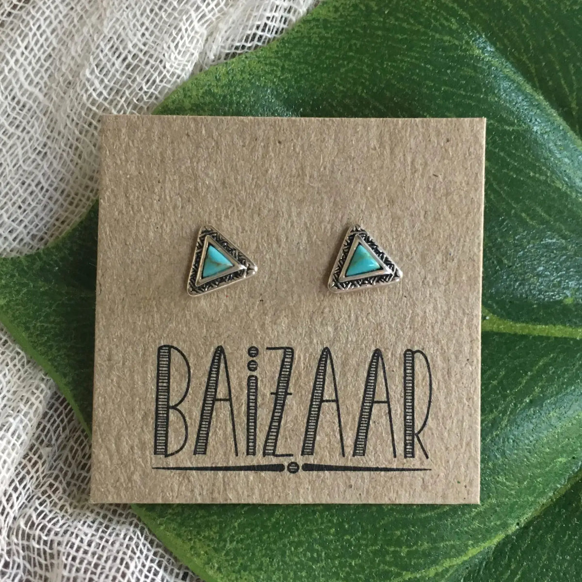 Silver Turquoise Triangle Stud Earring
