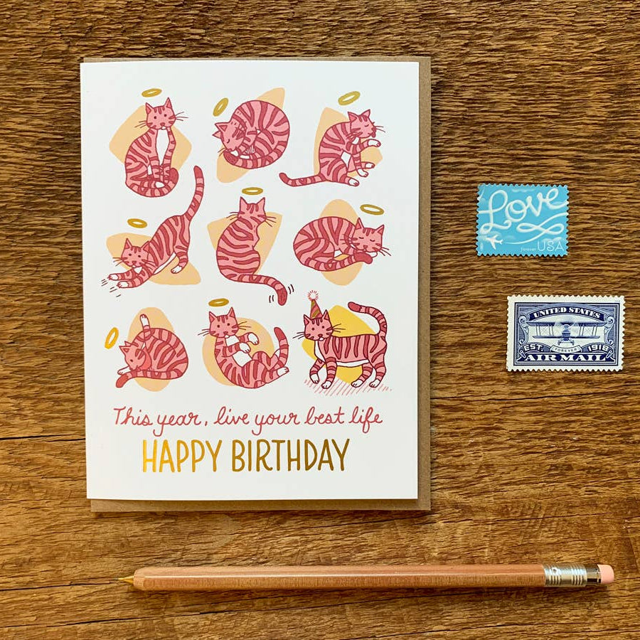 9 Lives Cat Birthday Card