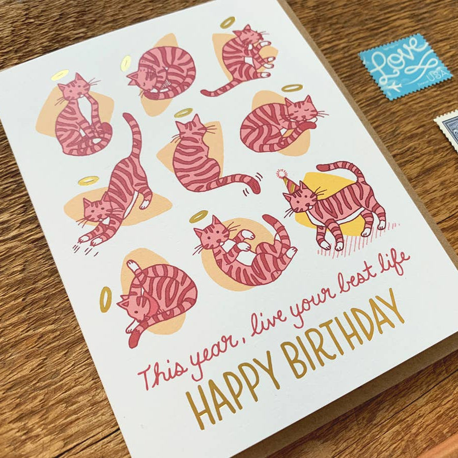 9 Lives Cat Birthday Card
