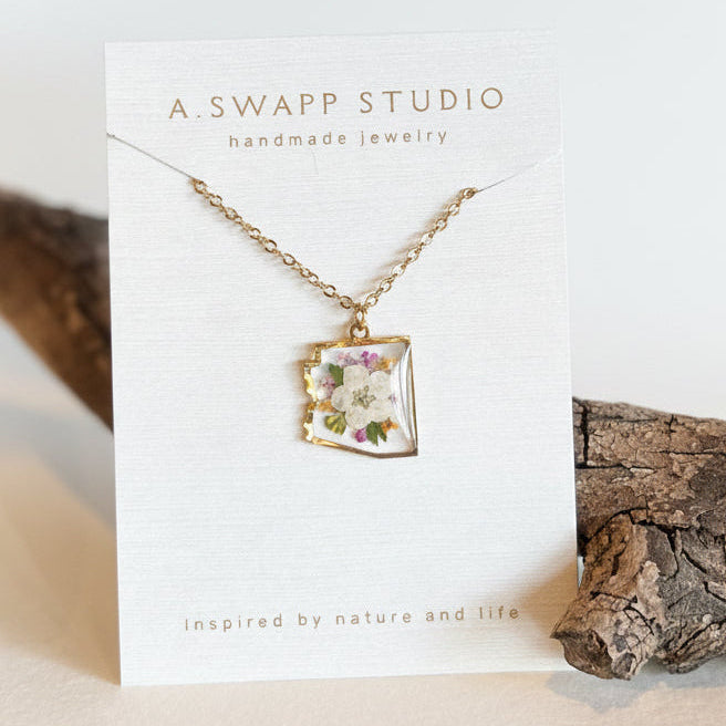 Arizona State Pressed Flower Necklace