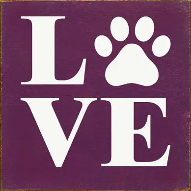 Love Paw Print Wood Sign