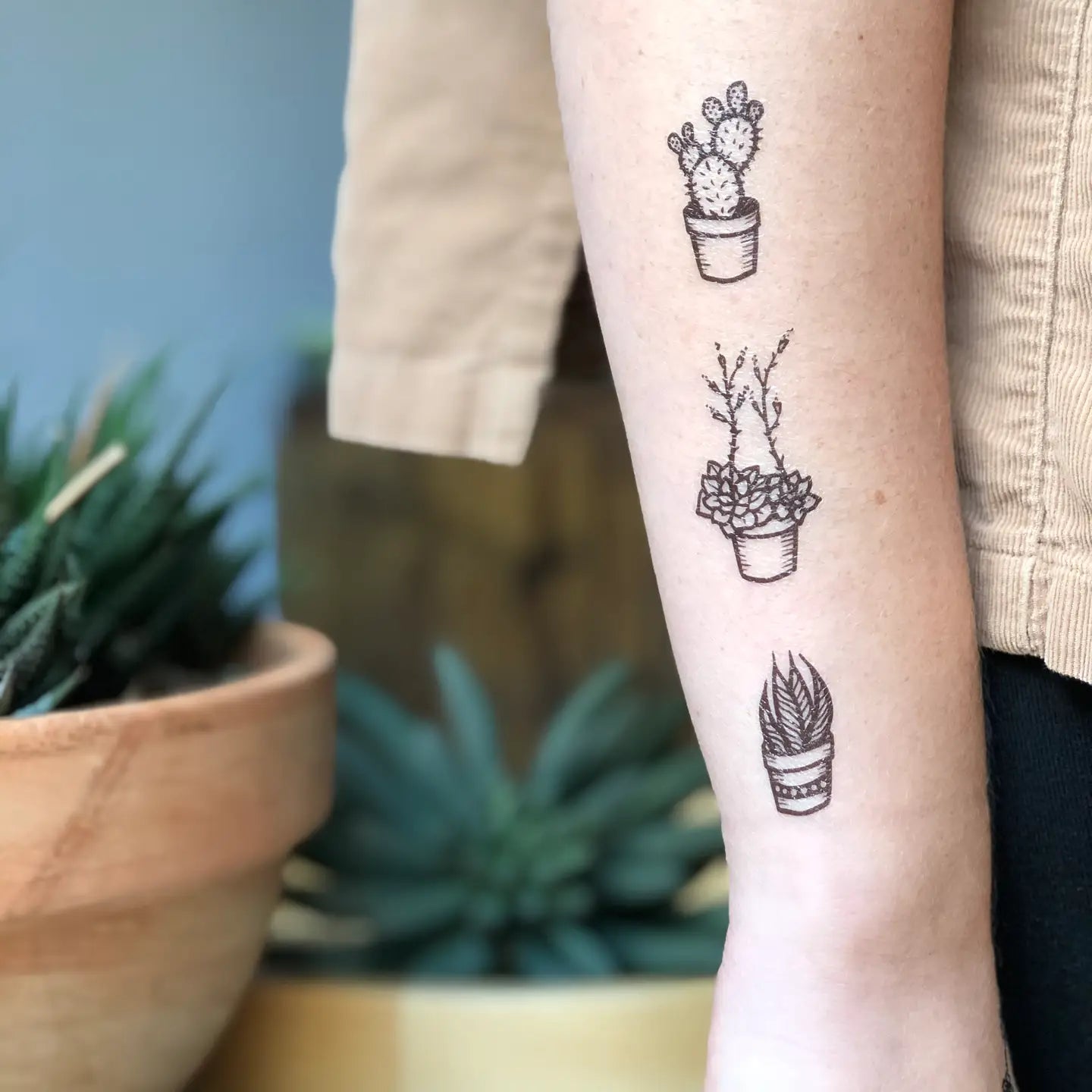 Potted Cacti Temporary Tattoo Sheet