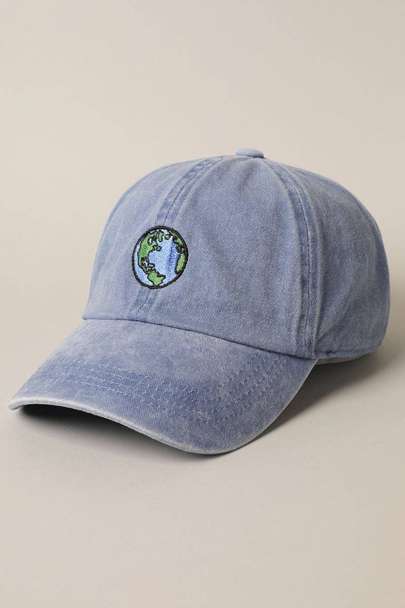 Earth Embroidery Adjustable Baseball Cap Hat