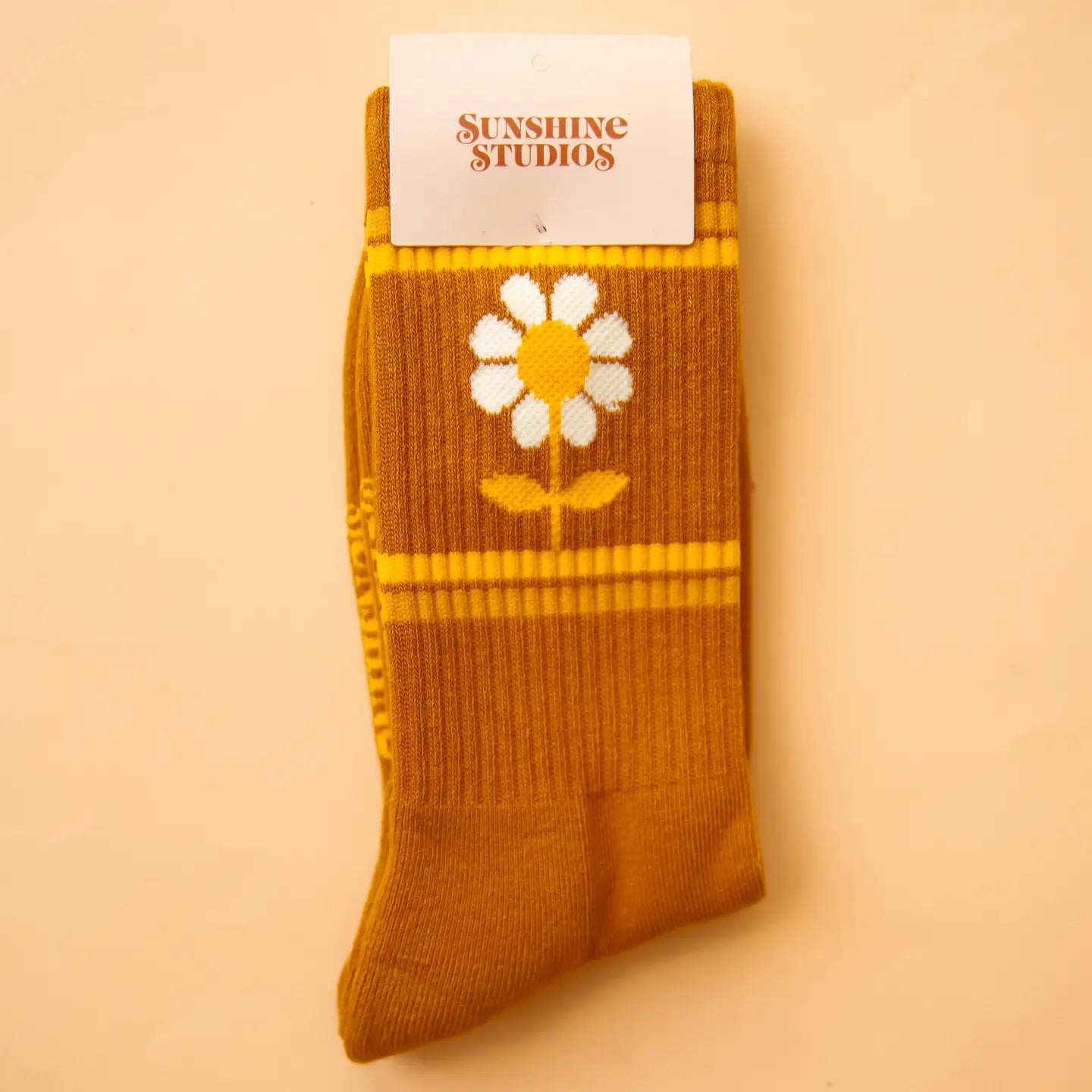 Retro Daisy Ribbed Crew Socks
