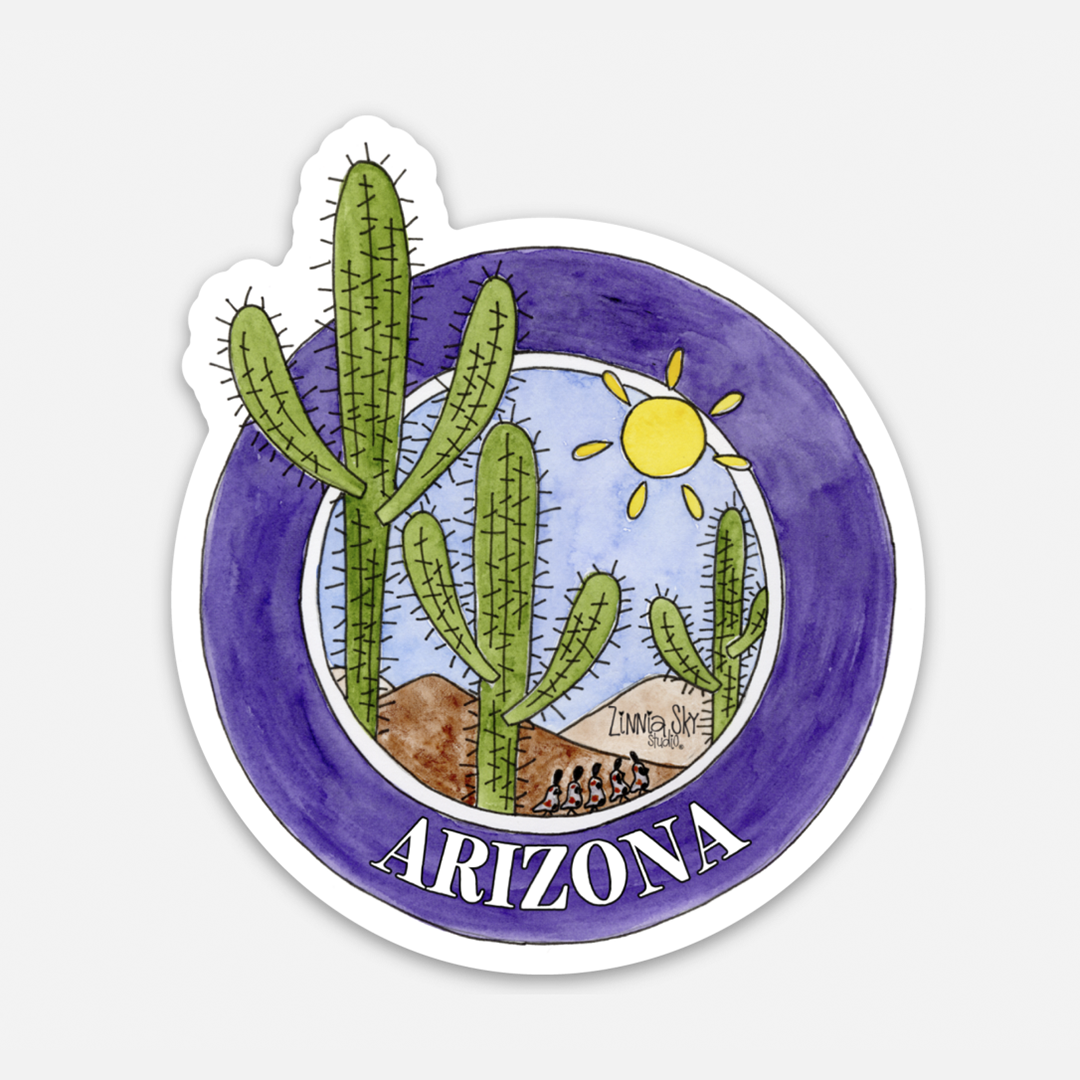 Arizona Saguaros Round Vinyl Sticker
