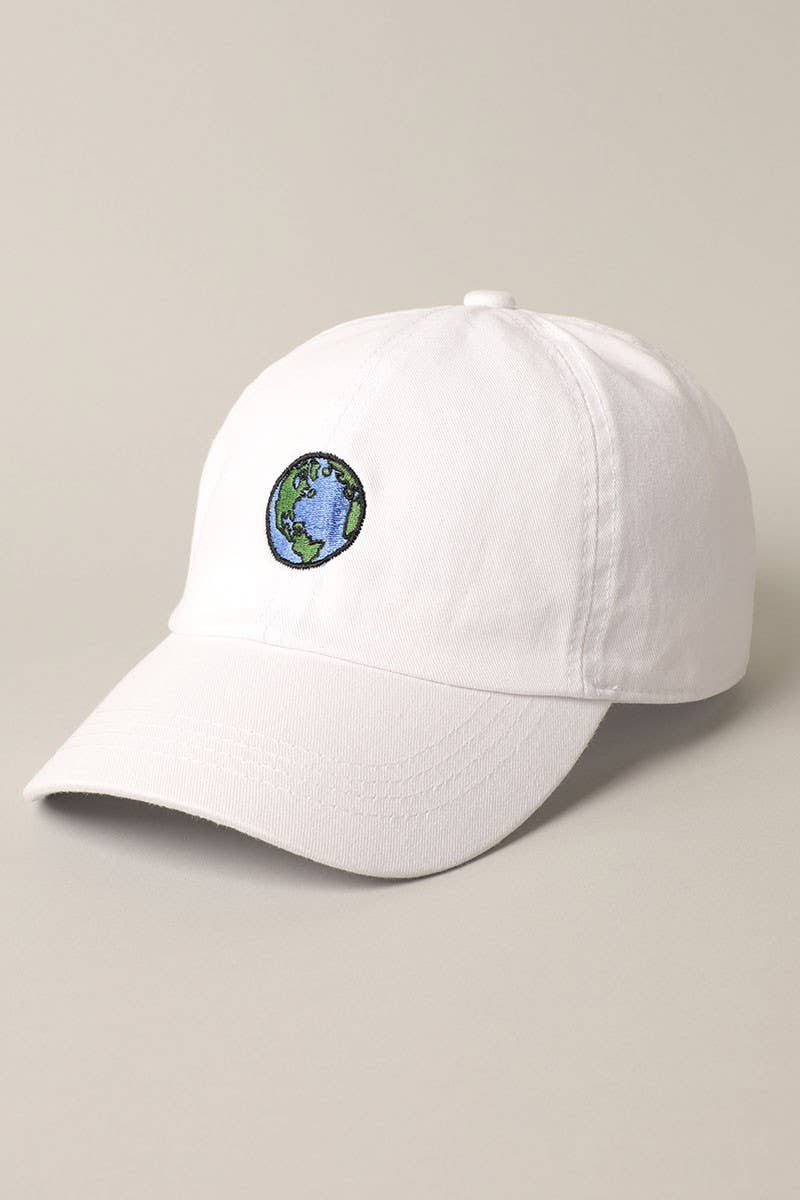 Earth Embroidery Adjustable Baseball Cap Hat