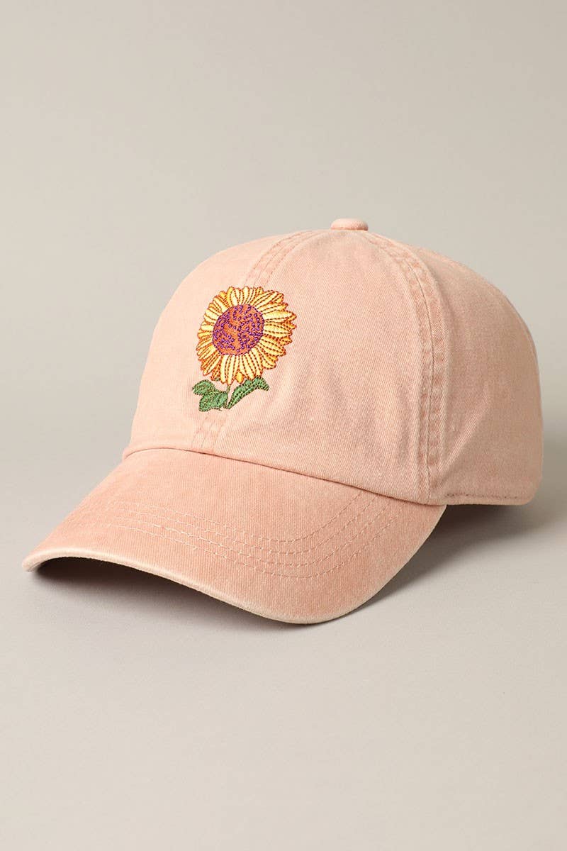 Sunflower Embroidery Baseball Cap Hat