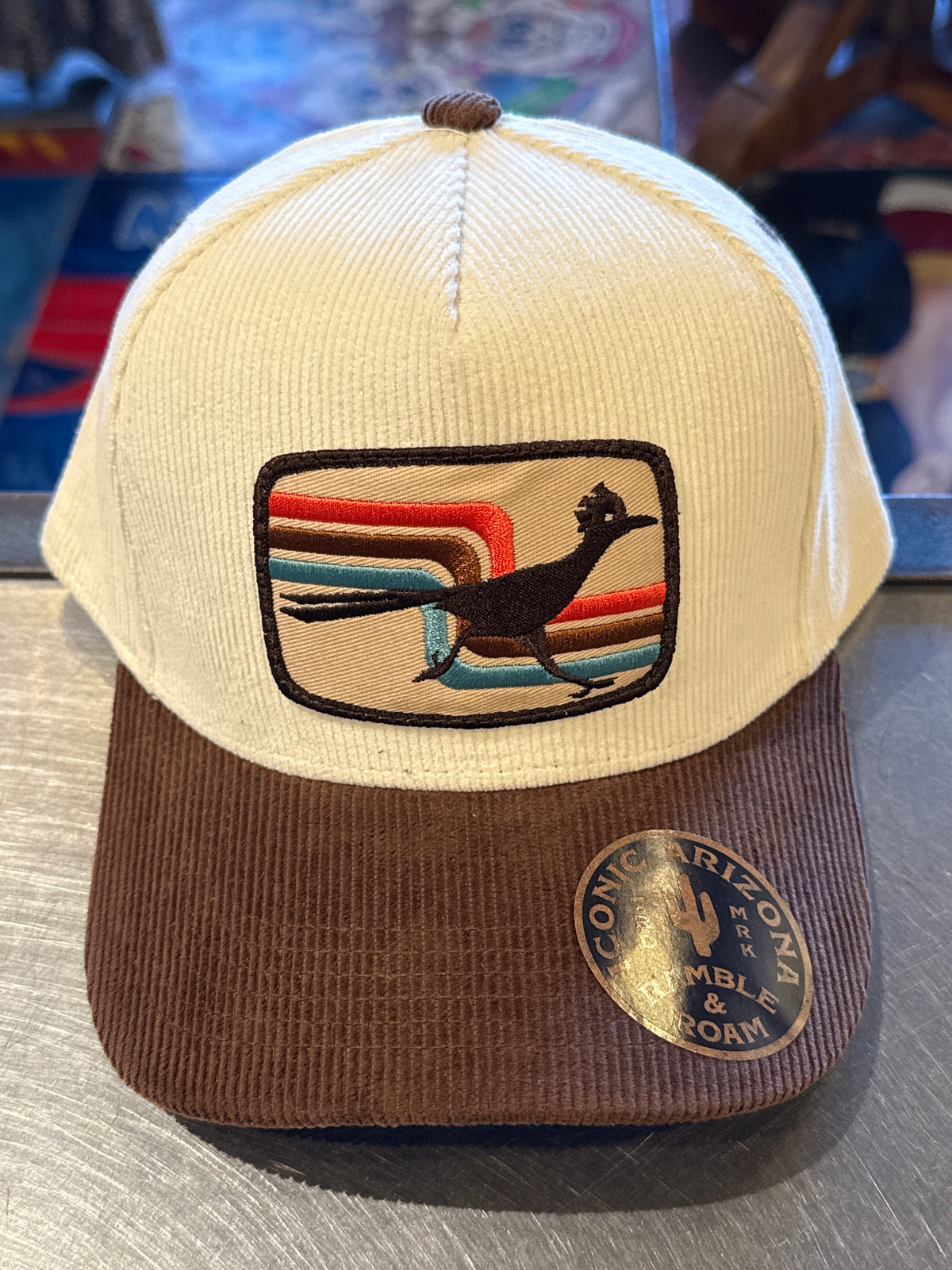 70s Retro Roadrunner Two Tone Curved Brim Corduroy Hat