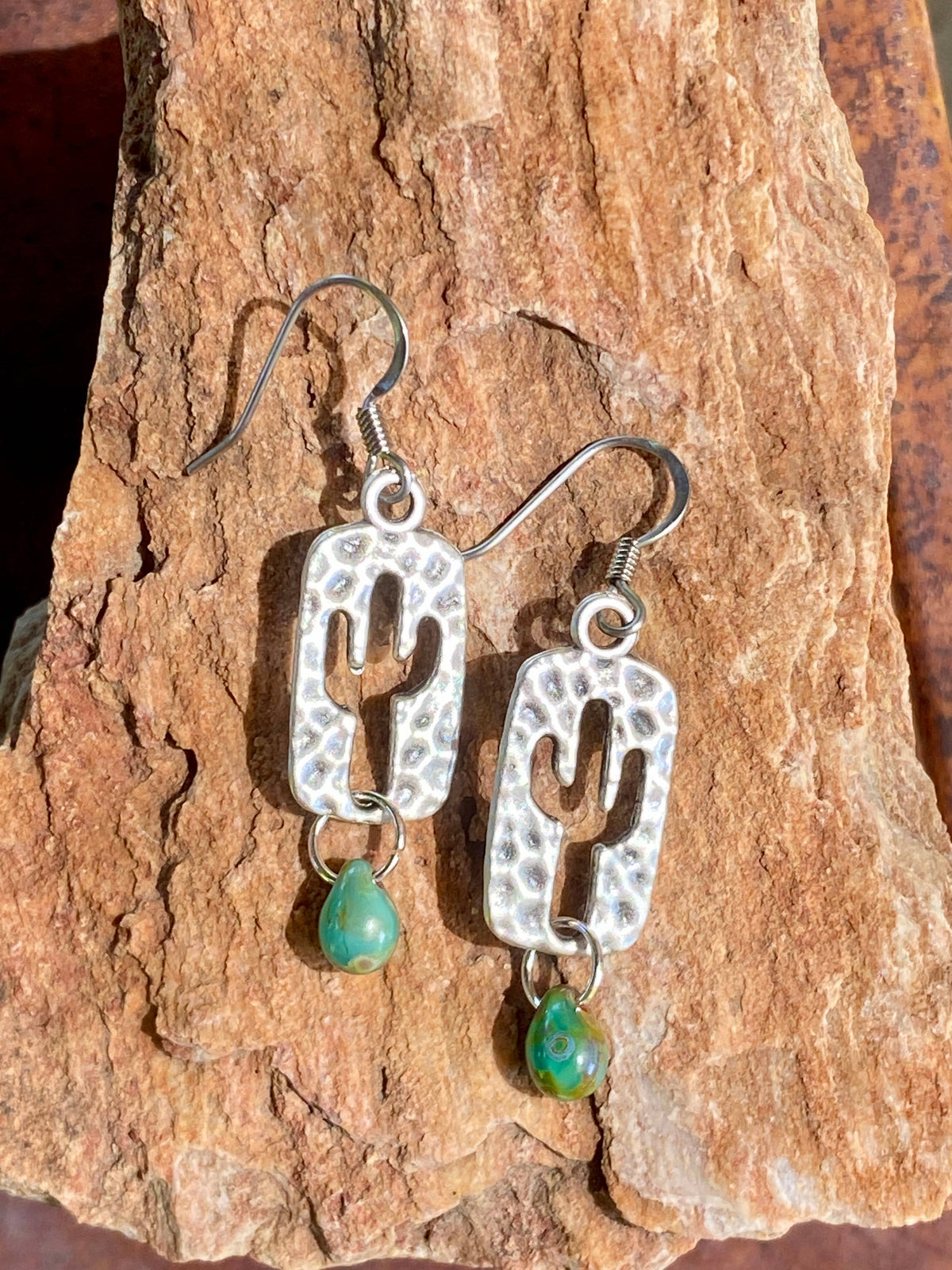 Hammered Silver Saguaro Earrings