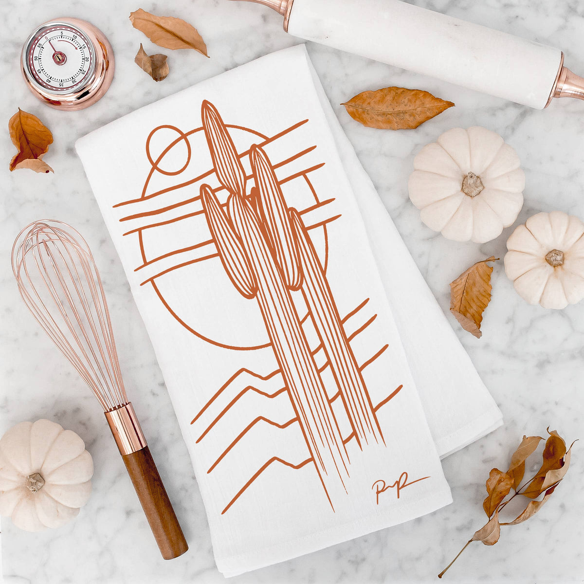Saguaros Eclipse Tea Towel