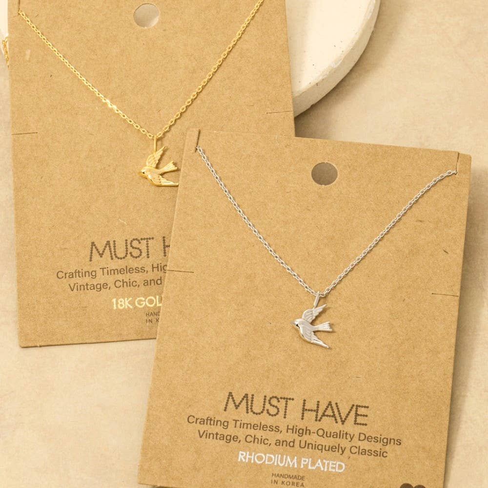 Gold Dipped Flying Bird Pendant Necklace
