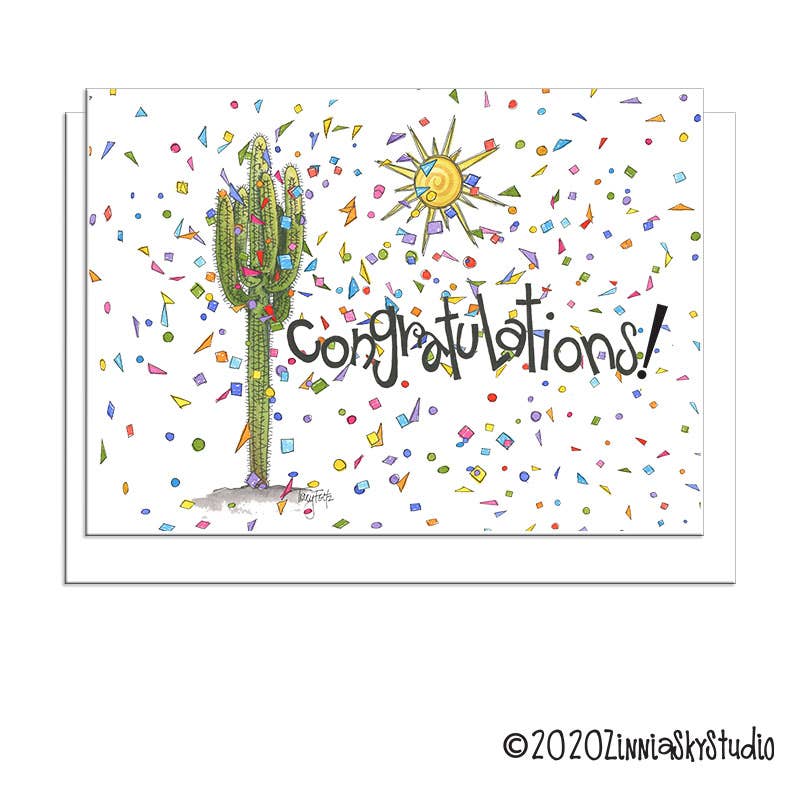 Congratulations Saguaro Cactus Confetti Card