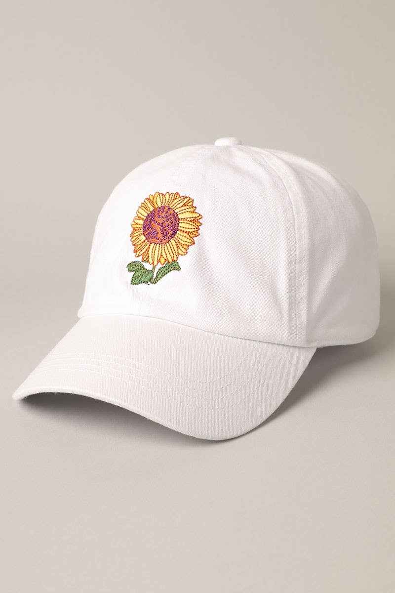 Sunflower Embroidery Baseball Cap Hat