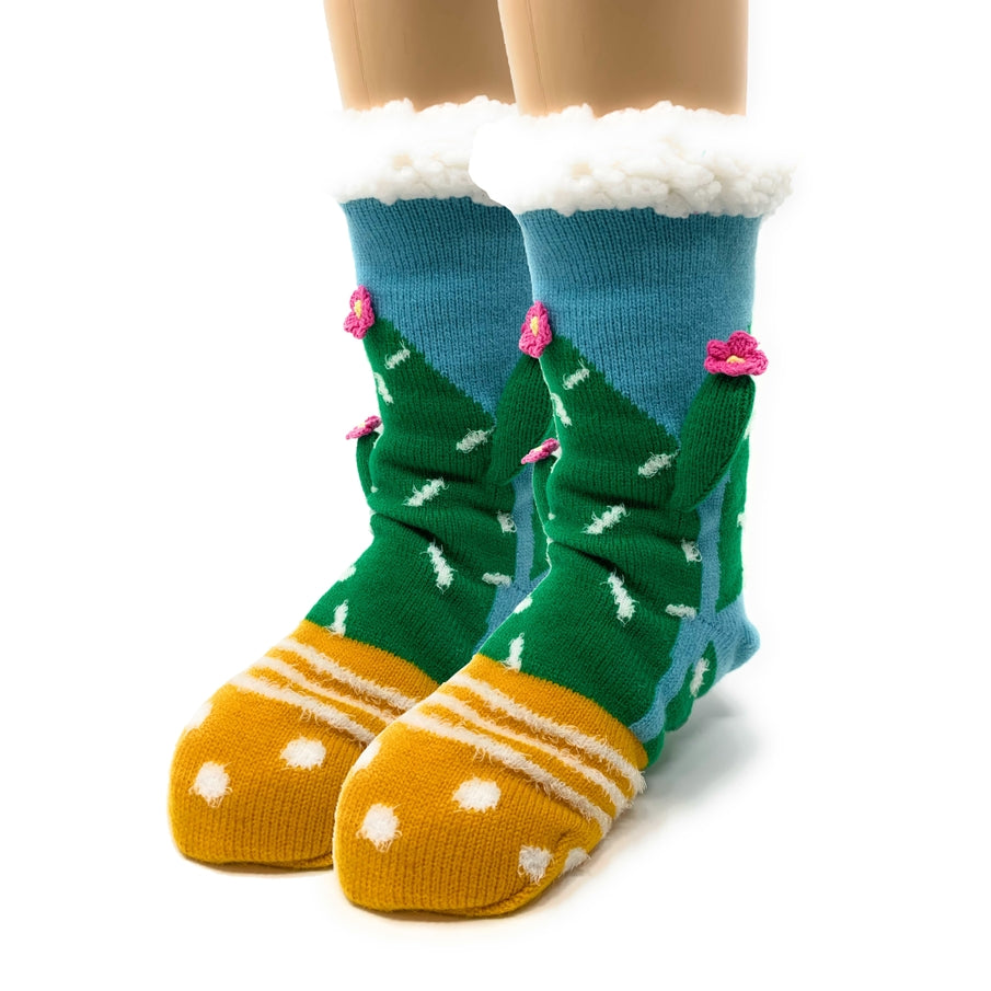 Kids' Cactus Hugs Fluffy Sherpa Slipper Socks