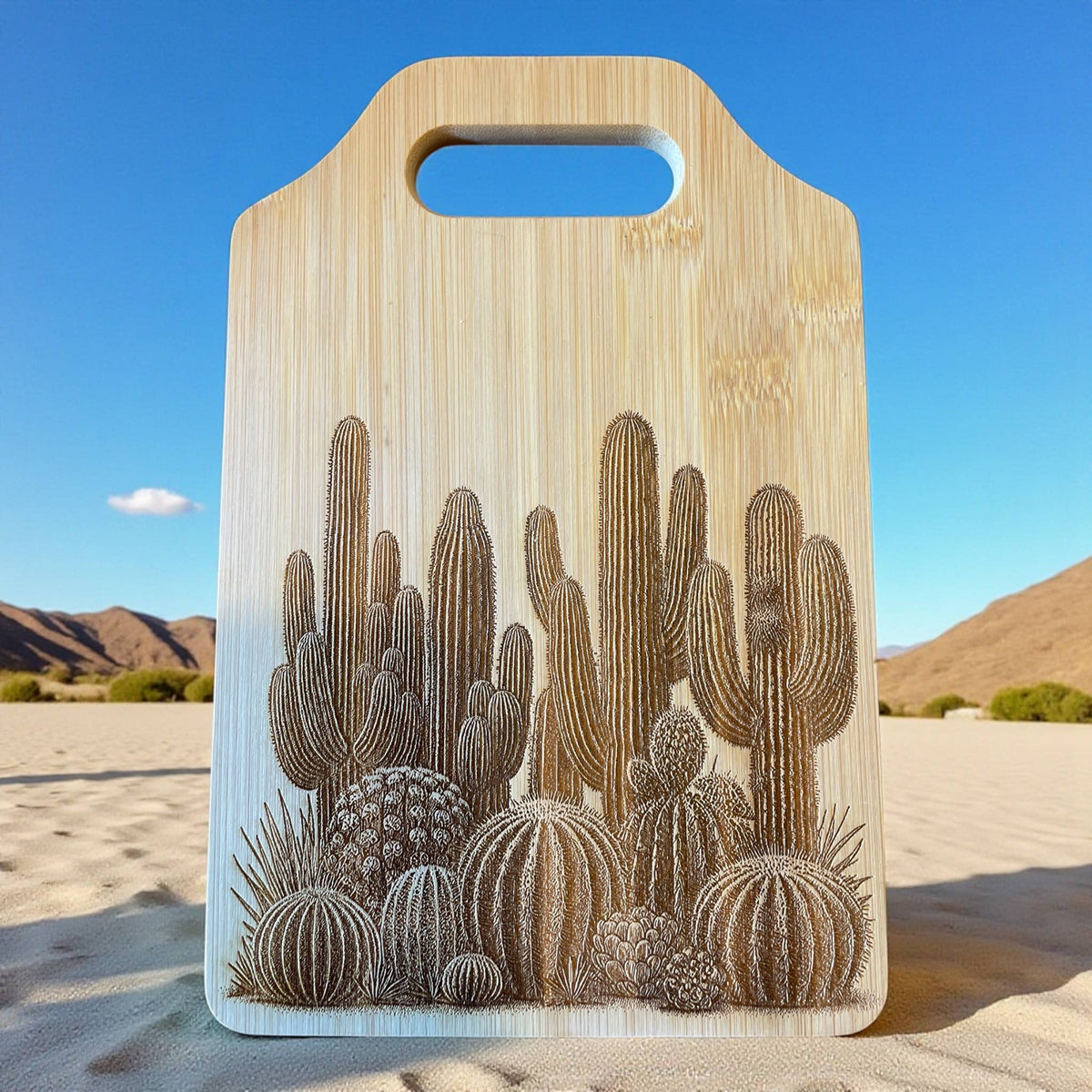 Cactus Garden Bamboo Cutting Board