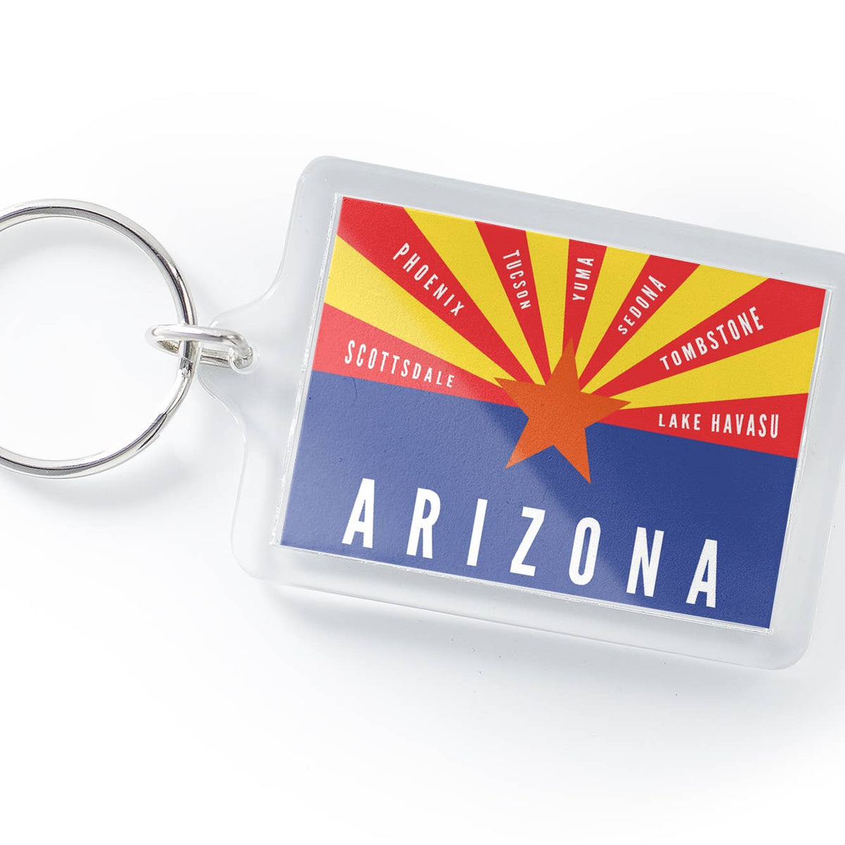 Arizona State Flag with Cities Keychain