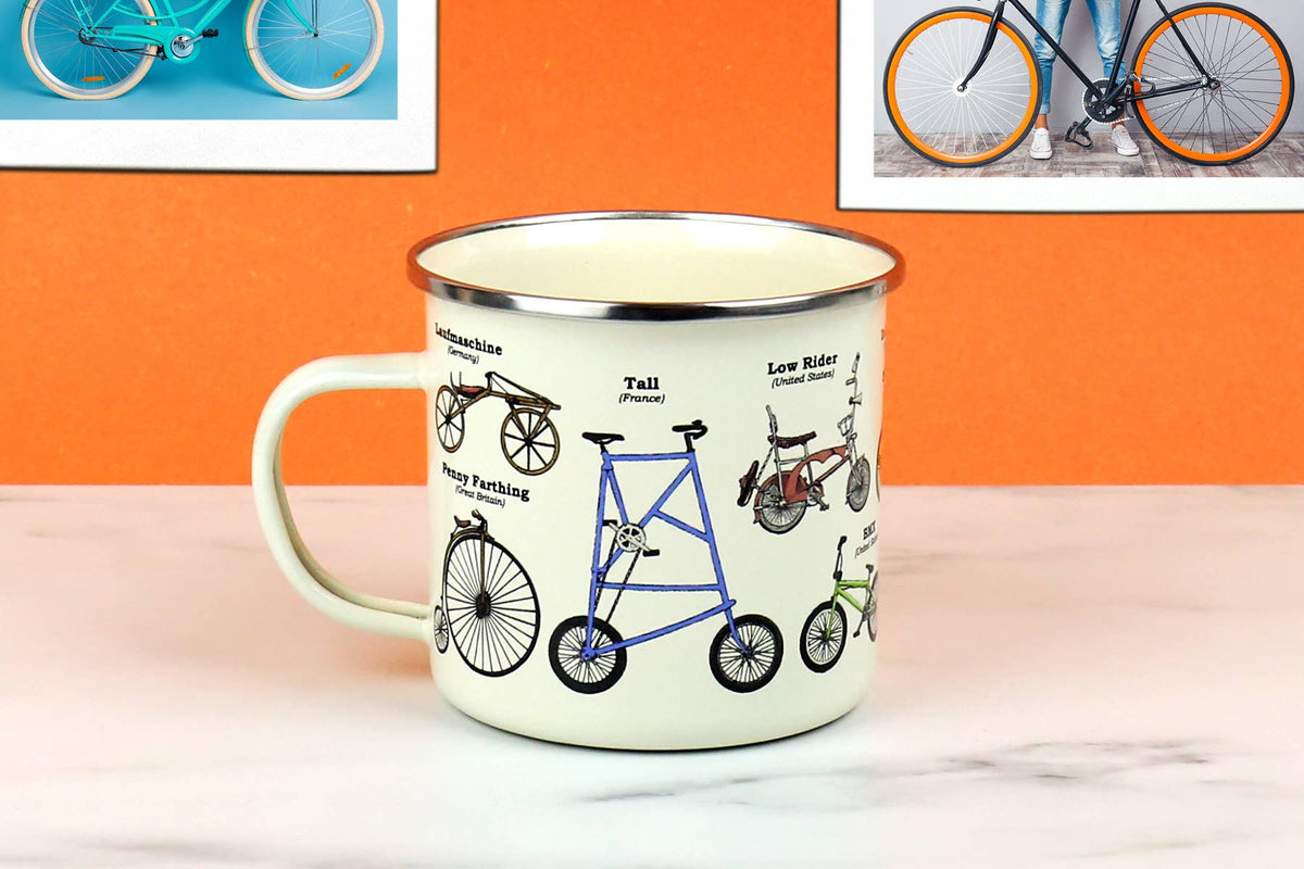 Cyclist Bike Enamel Mug