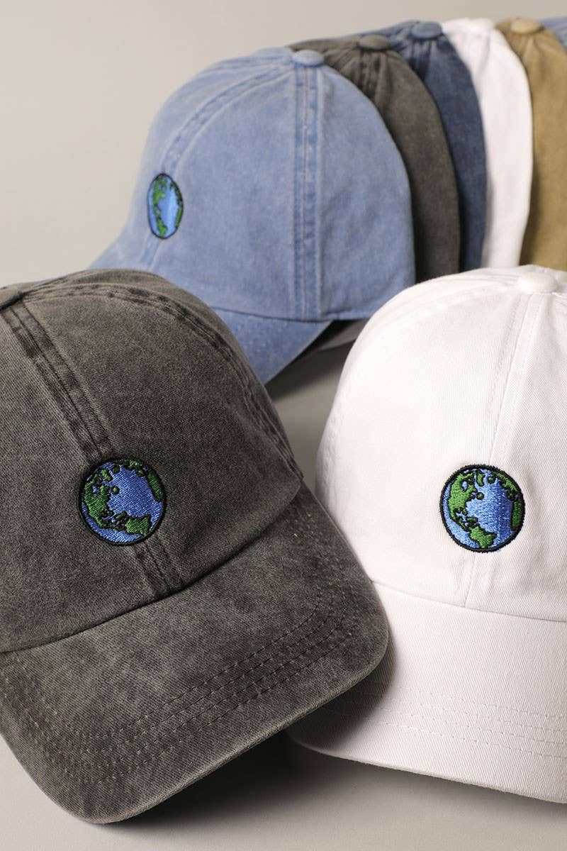 Earth Embroidery Adjustable Baseball Cap Hat
