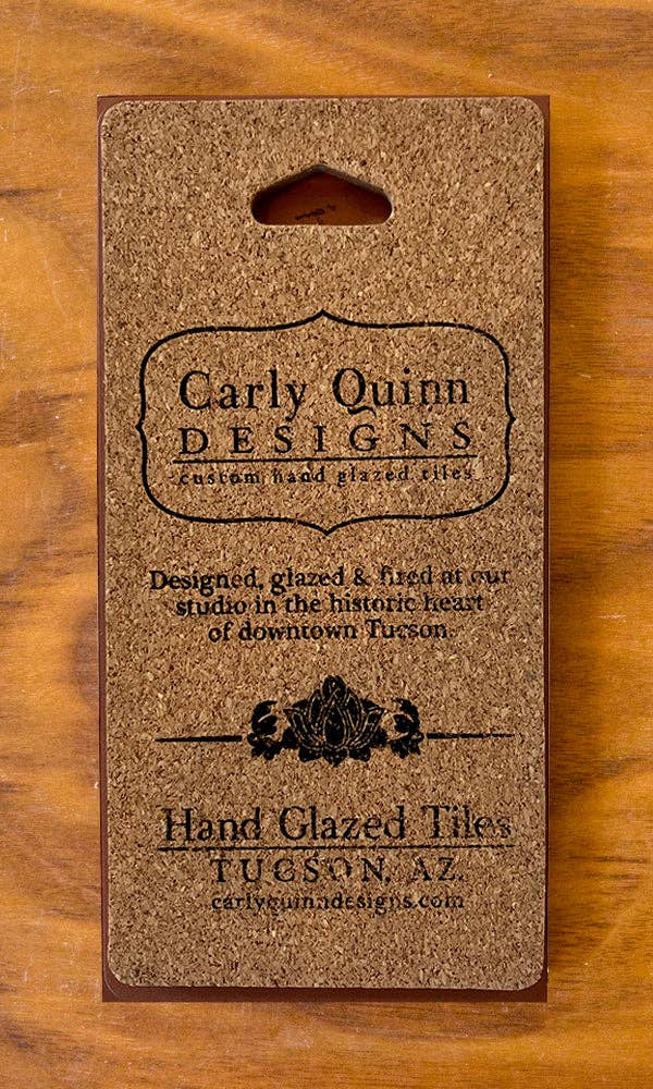 Retro Saguaro Hand-Glazed Tile