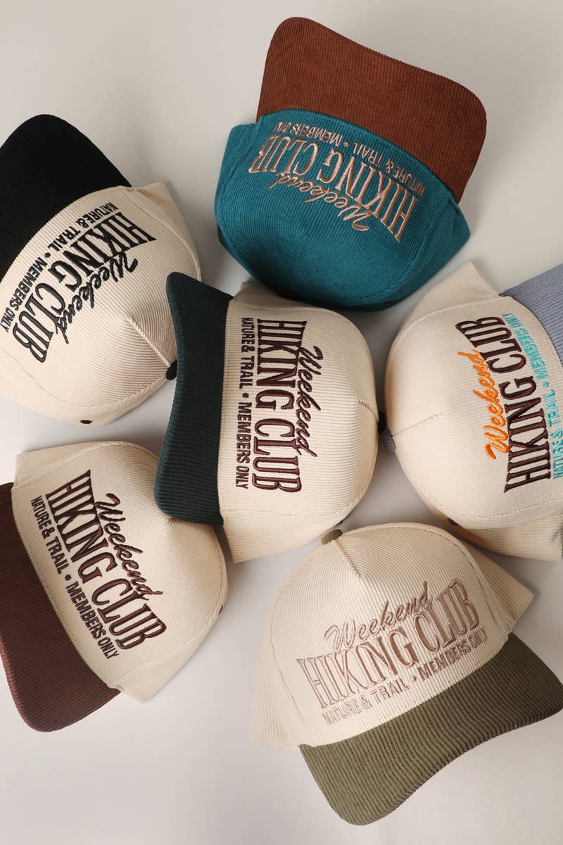 Hiking Club Embroidered Corduroy Trucker Hat