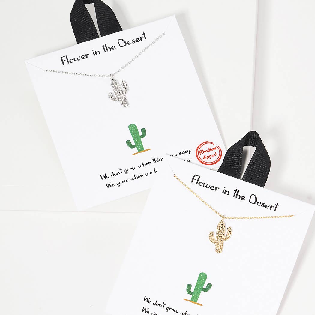 Dipped Cactus Charm Necklace