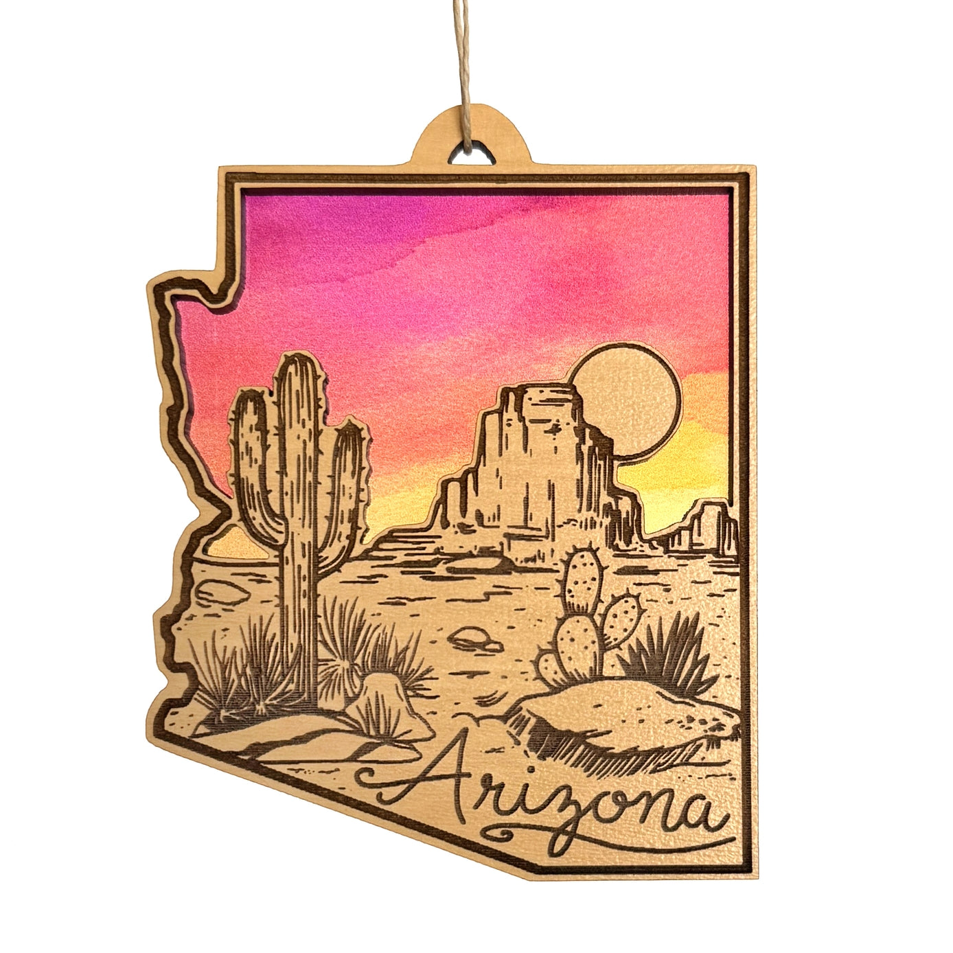 Arizona State Ornament, Desert Landscape Sunset Ornament