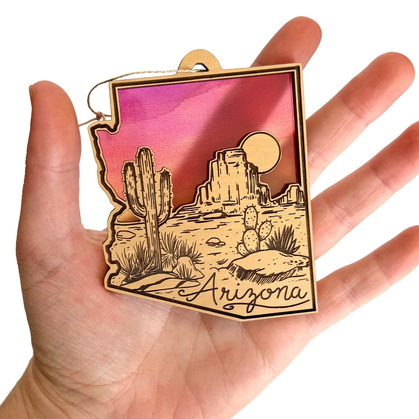 Arizona State Ornament, Desert Landscape Sunset Ornament