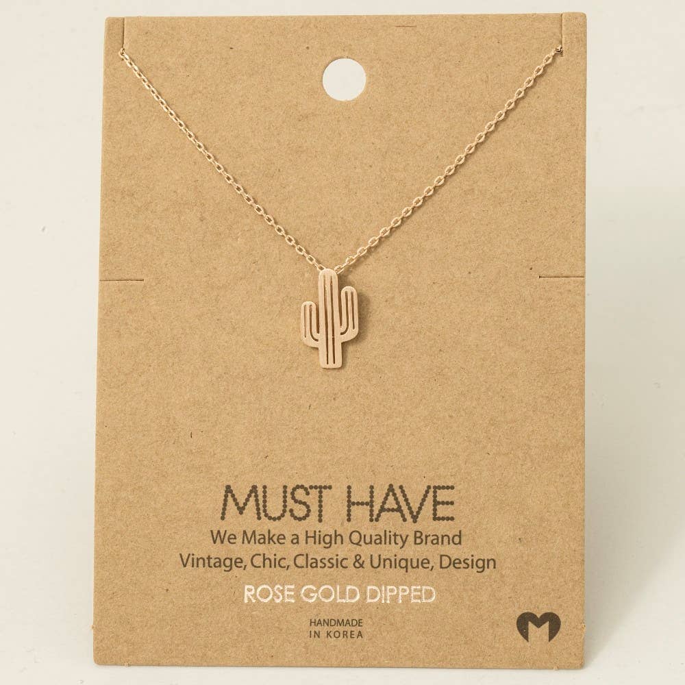 Ribbed Cactus Pendant Necklace