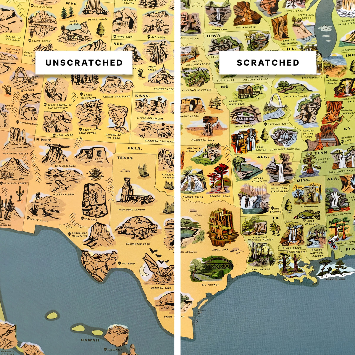 Natural Wonders Scratch Off Print + National Parks Map