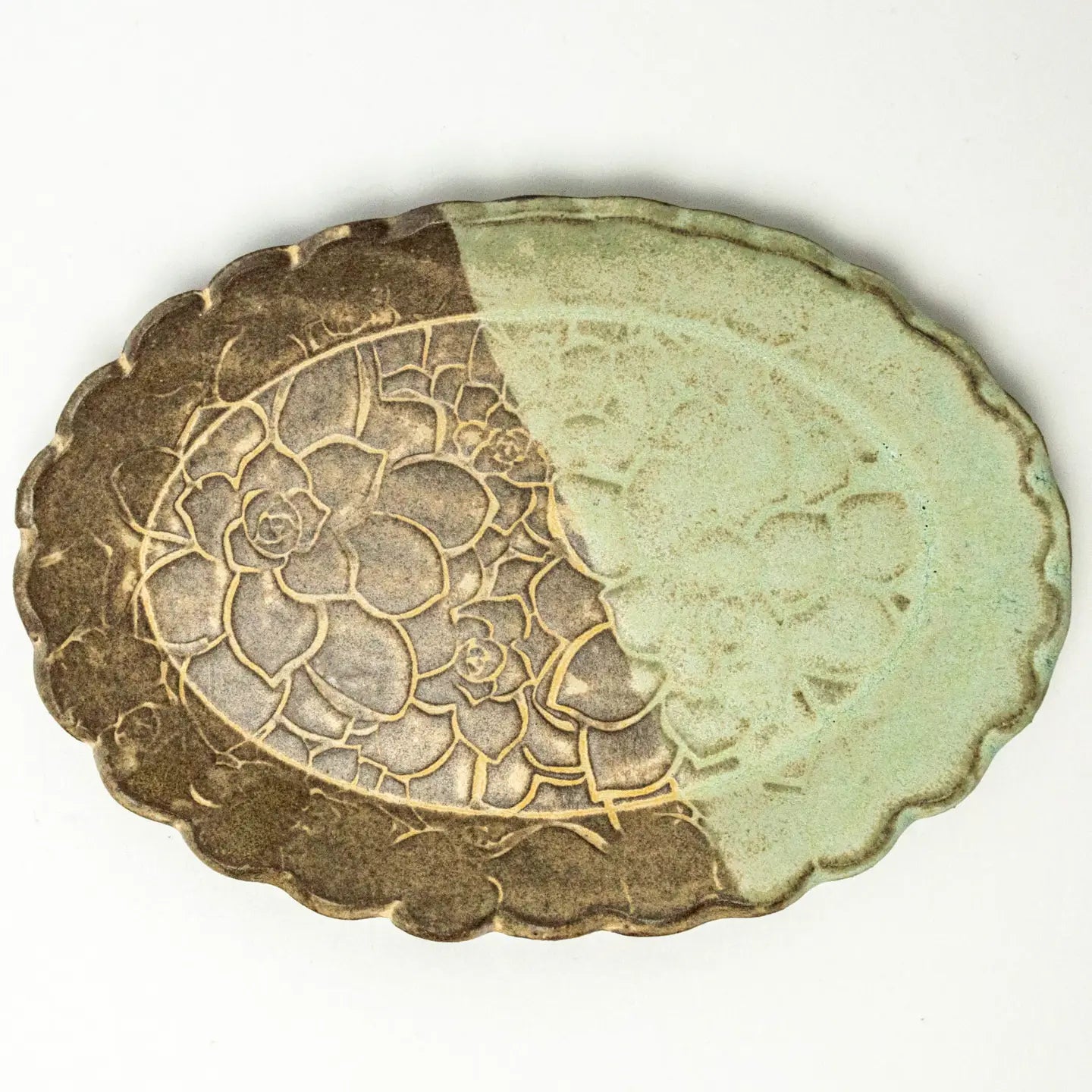 Succulent Ceramic Oval Tray