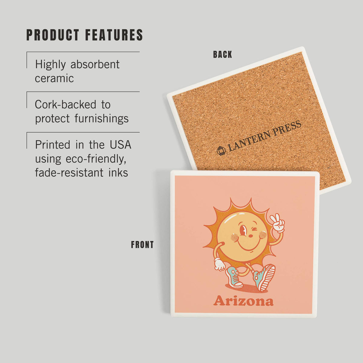 Retro Arizona Sun Ceramic Coaster