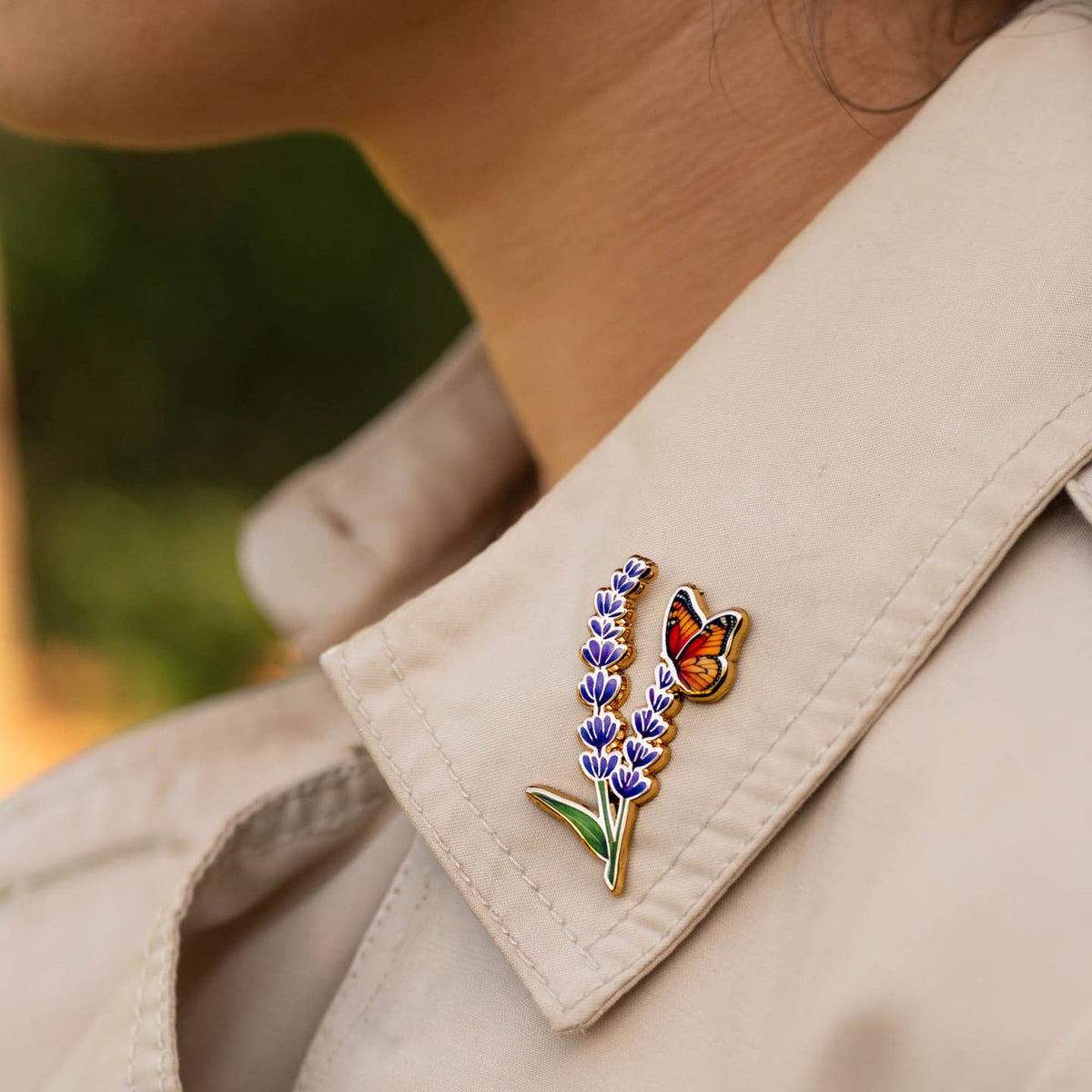 Monarch And Lavender Enamel Pin