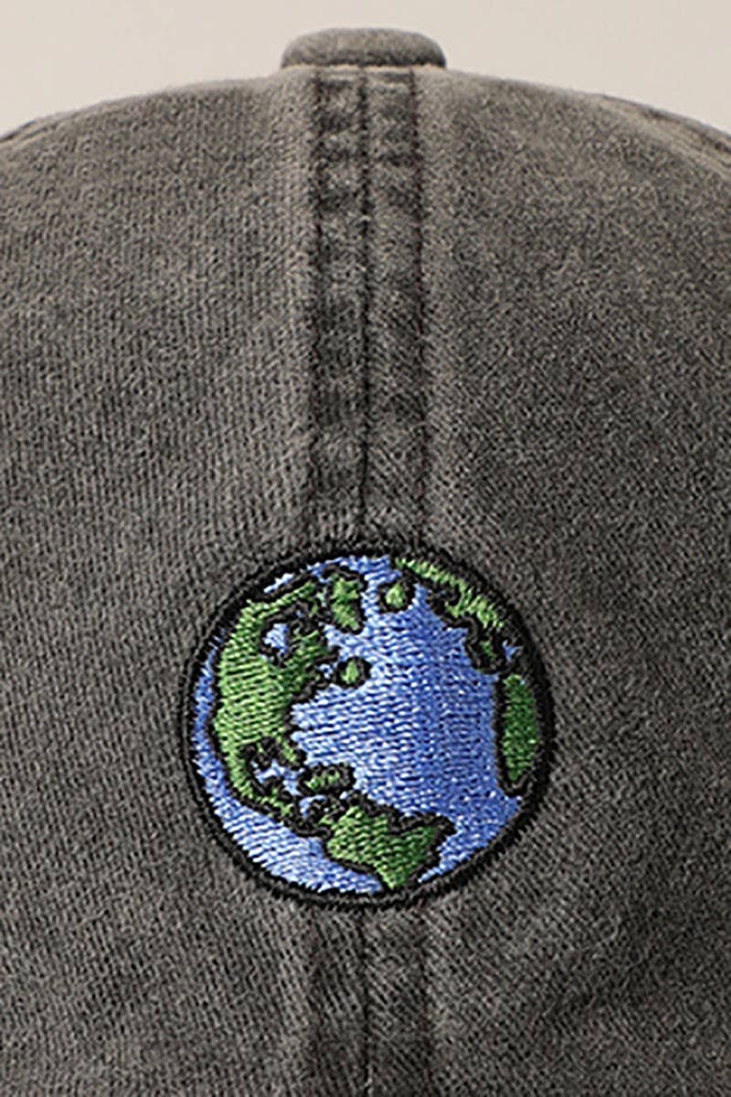 Earth Embroidery Adjustable Baseball Cap Hat