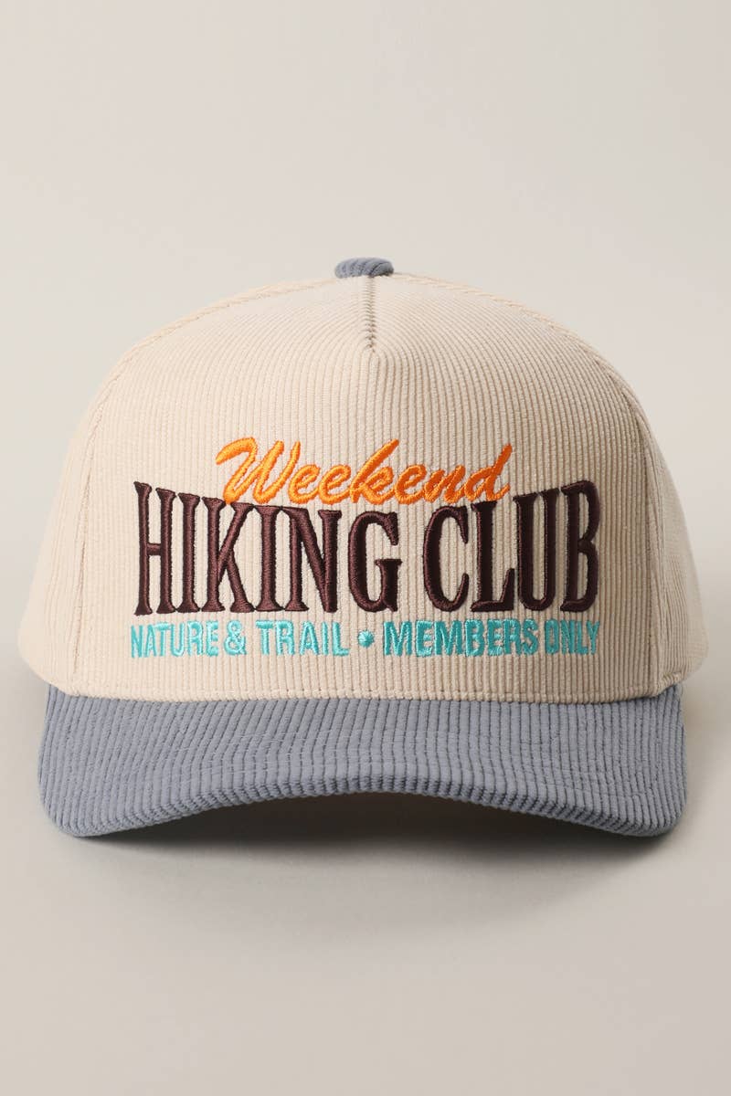Hiking Club Embroidered Corduroy Trucker Hat