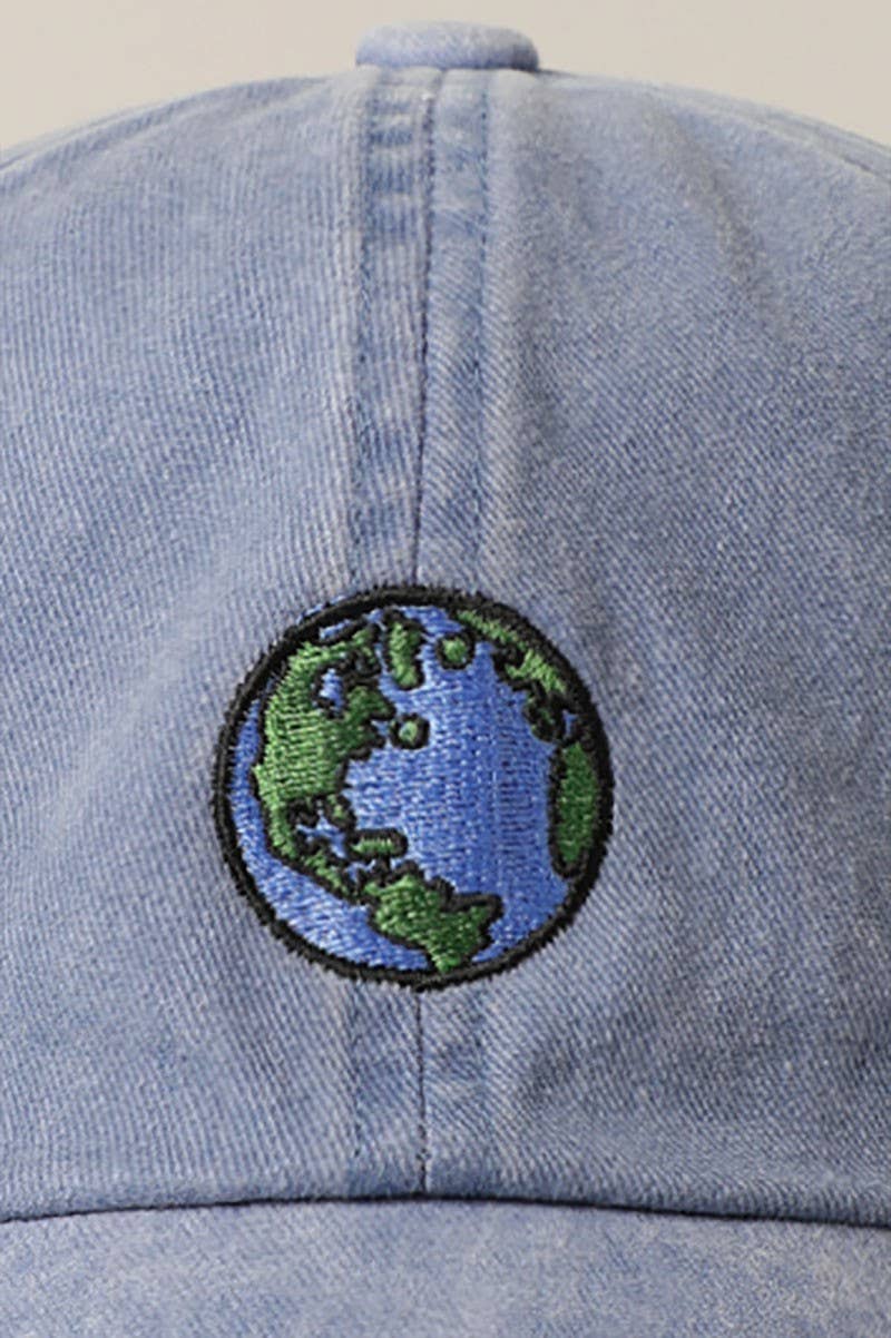 Earth Embroidery Adjustable Baseball Cap Hat