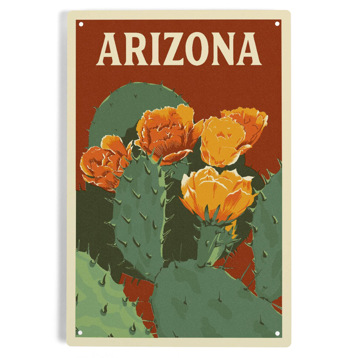 Arizona Prickly Pear Cactus Metal Sign