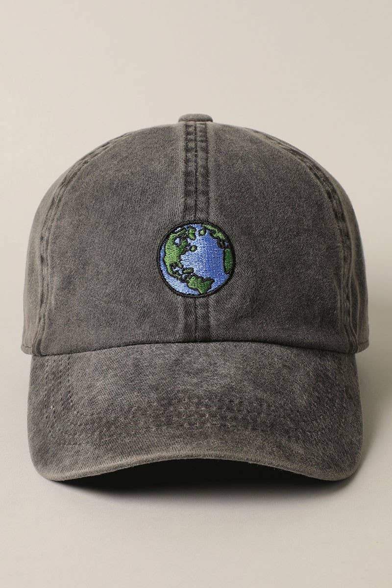 Earth Embroidery Adjustable Baseball Cap Hat