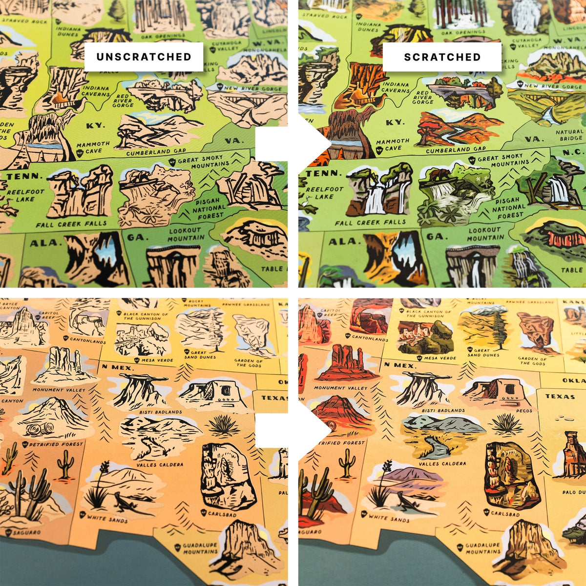 Natural Wonders Scratch Off Print + National Parks Map