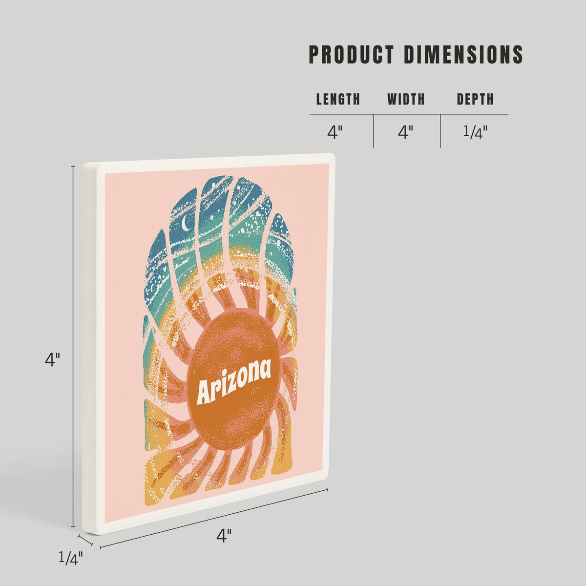 Retro Sunburst Arizona Ceramic Coaster