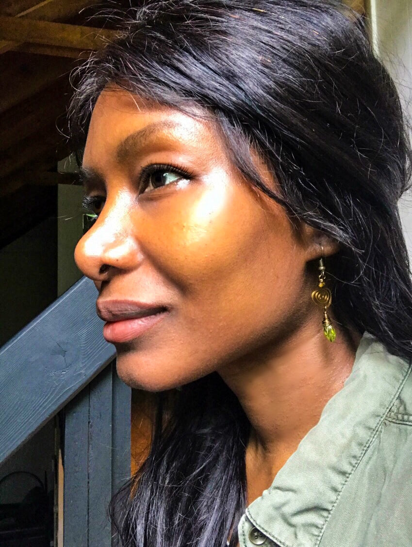 Brass Spiral Olive Leaf Earrings