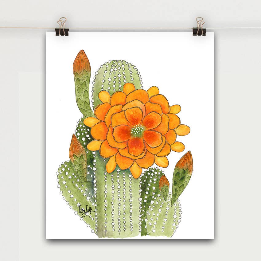 Orange Torch Cactus Art Print