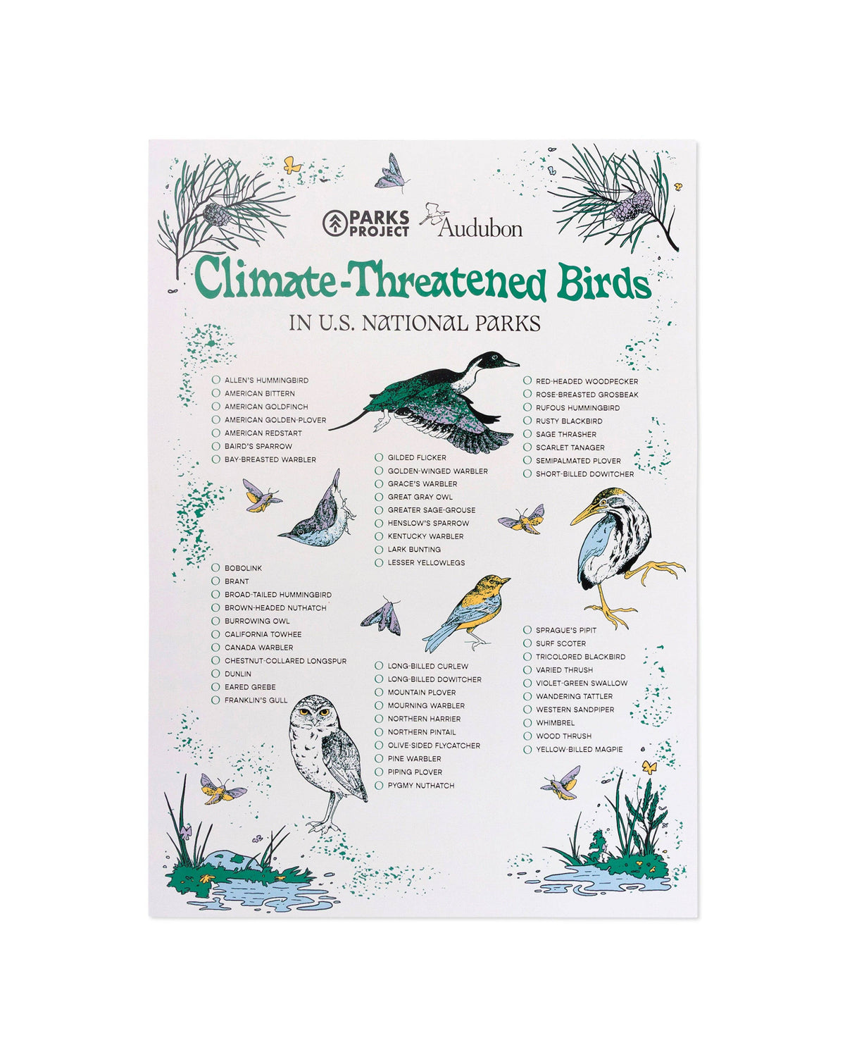 Parks Project x Audubon Bird Checklist Poster