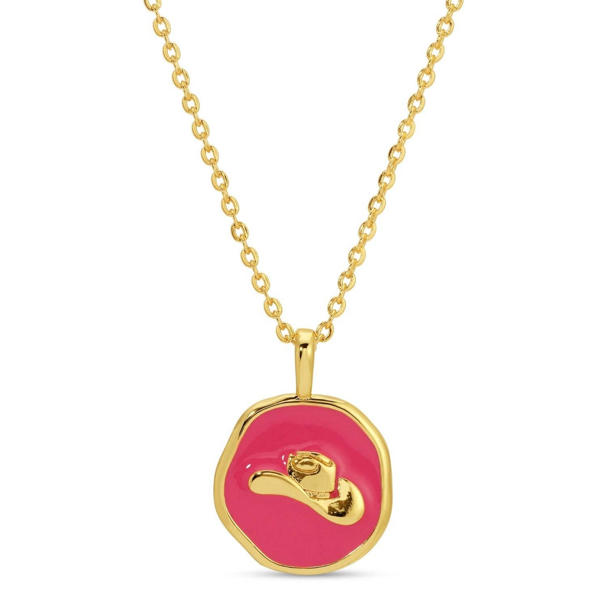 Pink Cowgirl Hat Pendant Necklace