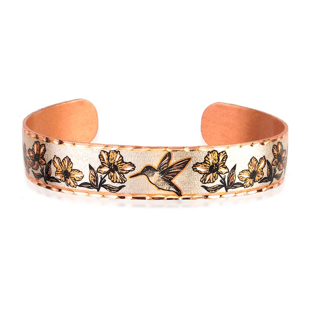 Humingbird in the Garden Copper Bracelet