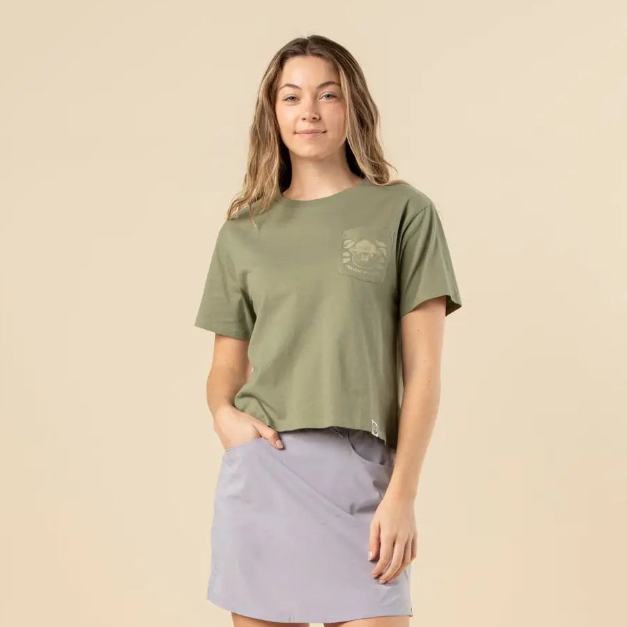 Keep Our Forests Green and Growing Boxy Crop Tee - Olive Green