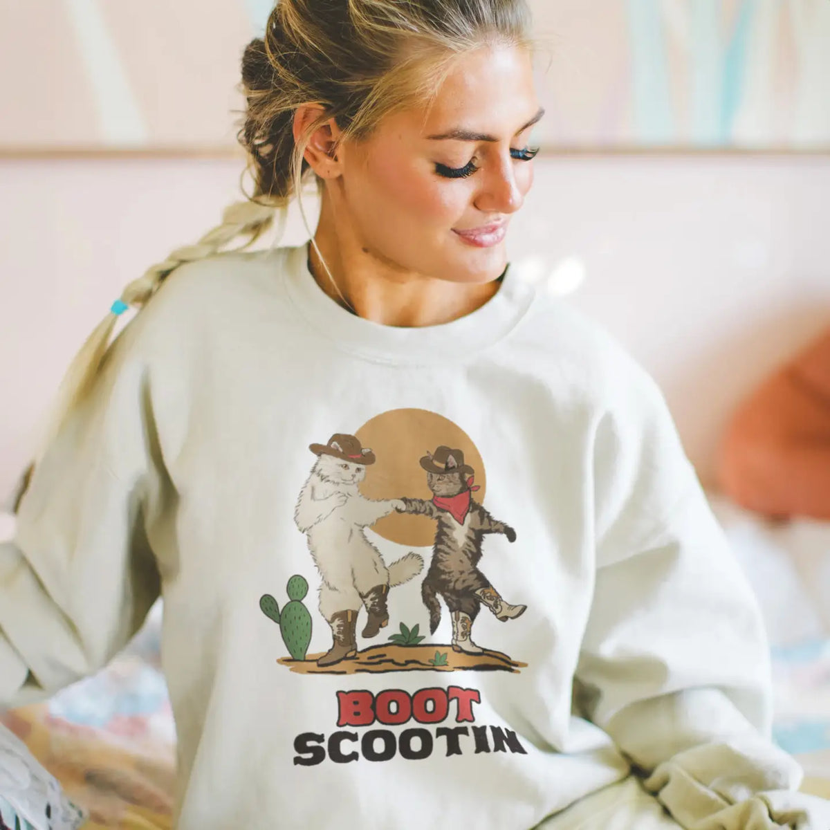 Boot Scootin' Kitties Fleece Crewneck Sweatshirt
